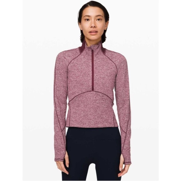 lululemon athletica Jackets & Blazers - Lululemon Always Alert 1/2 zip pullover jacket heathered garnet size 6